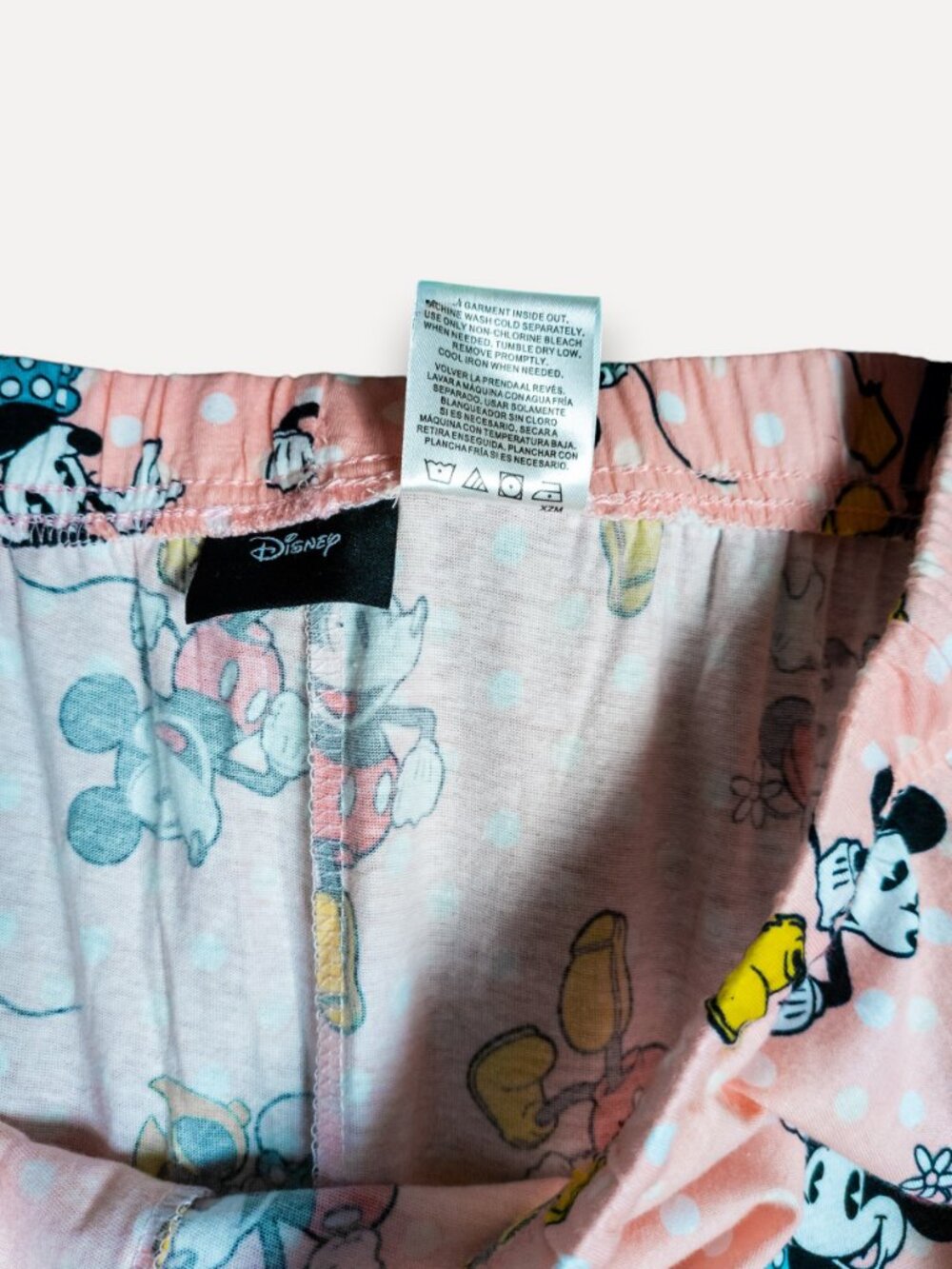 Disney Mickey Minnie Mouse Polka Dot Pajama Pants Pink Large NWT - Picture 9 of 10